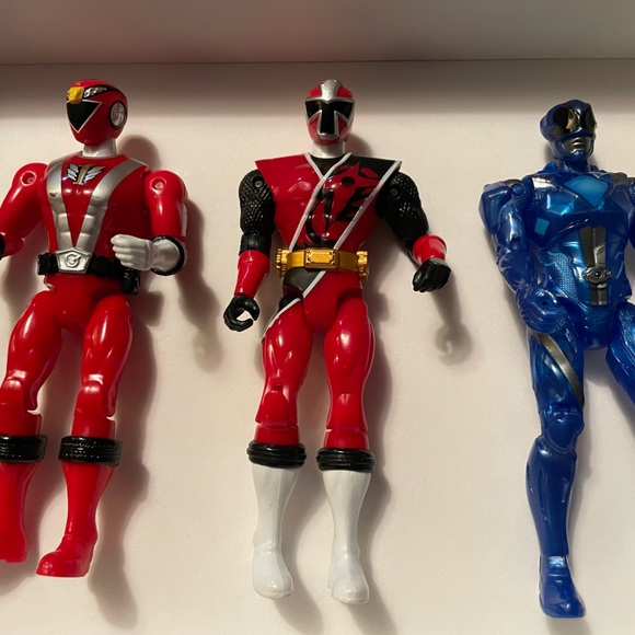 Other - Lot Of 3 Power Rangers Figures, 2017 Legacy Movie Blue, Super Ninja Steel Red +